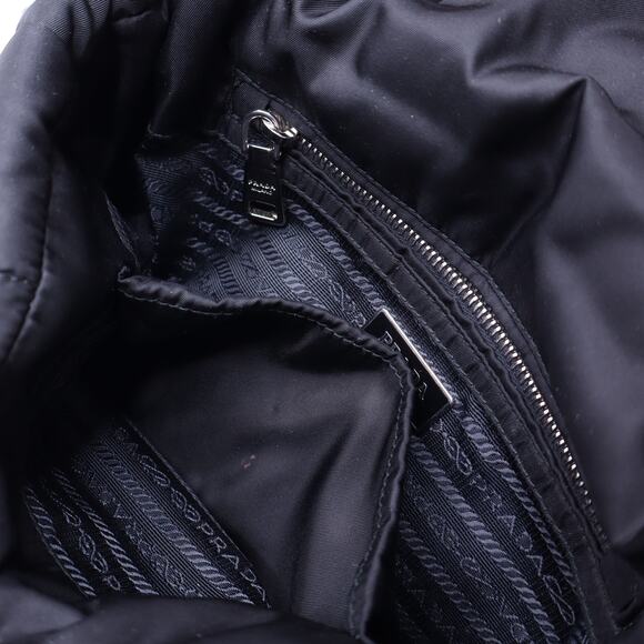 PRADA Tessuto Nylon Bomber Sound Bag Black Leather Adjustable Shoulder Strap - Picture 7 of 11